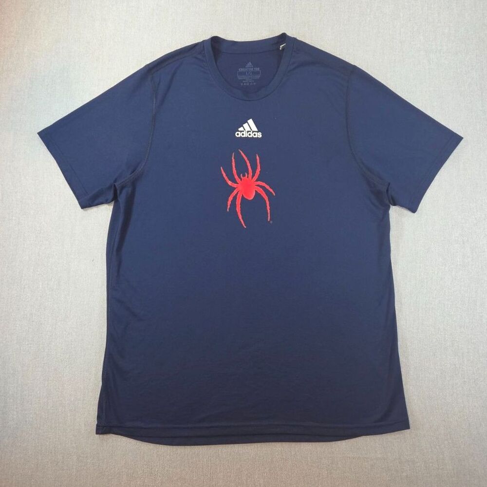 Adidas Creator Tee Men's Large Blue Red Spider Logo Short T-Shirt AEROREADY